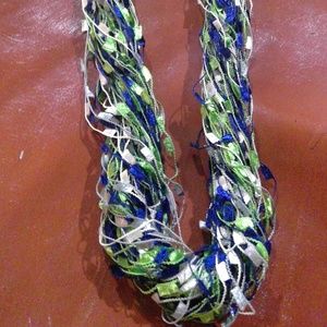Seattle Seahawk 12th fan confetti ribbon necklace